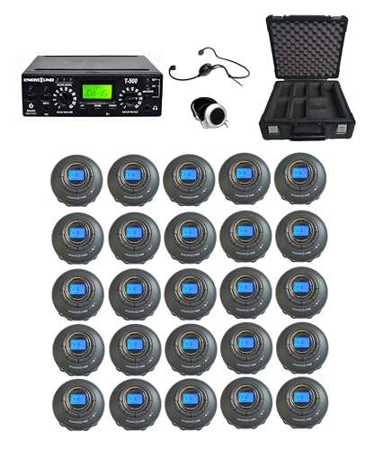 Enersound 25-Person Interpretation Translation System - US-Based 3-Year Warranty & Phone Support - Includes Carrying Case - Ideal for Church Schools (For 25 People with Case)