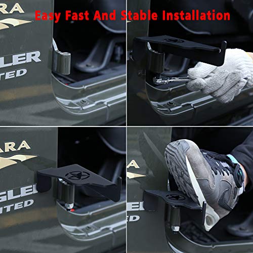 Cartaoo Stainless Steel Black Metal Front Foot Pegs Rest Kick Panel For 2007-2017 Jeep Wrangler Jk & Unlimited (2Pcs In 1Pack) #TOP4