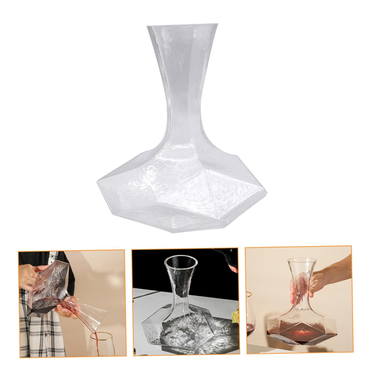 Ipetboom Decanter e Posizionamento Stabile in Vetro Geometrico Semplice Elegante per Conservazione lungo Termine per Vino per Bar e Ristoranti