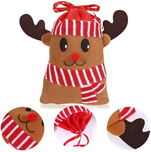 HEMOTON 12PCS Christmas Candy Bags Gift Treat Bags for Favors and Decorations Super Cute Snowman Santa Claus Deer Penguin