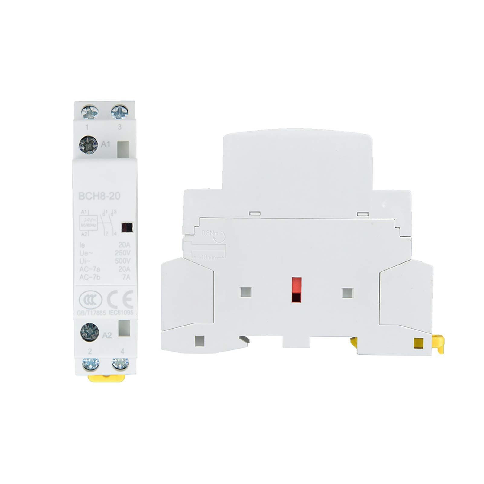 Contacteur AC domestique, 2P 20A 24V 220V230V 5060Hz Industriel Électrique DIN Montage sur rail DIN 1NO 1NC 2 pôles 2NO Remplacement (24V