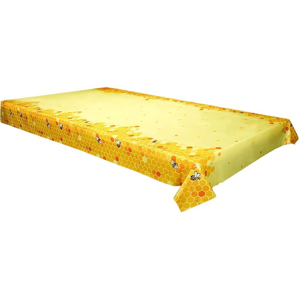 Fituenly Bee Tablecloth Plastic Tablecloths, Honey Bees Bumble Bee Gender Reveal Table Cover for Birthday Baby Shower Garden Party Supplies Table Decoration