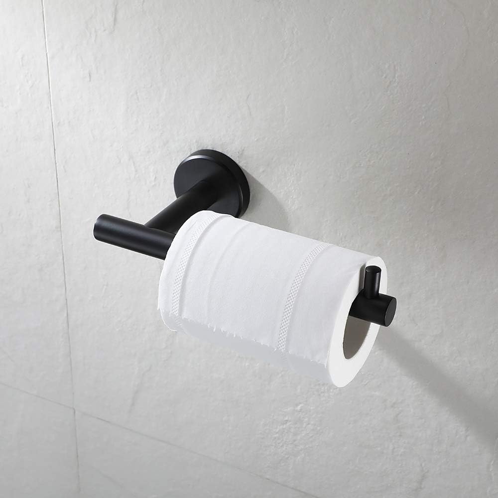 Flаѕh Dеаlѕ - 80% оƒƒ JQK Bathroom Hardware Set, 5-Piece Bath Accessories Set Matte Black Wall Mount Includes 24 in Towel Bar, 9 in HT Bar, TP Holder, Towel Hook x 2, BAS105-PB