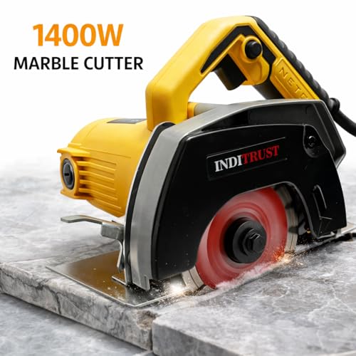 Image of Inditrust 1400W Marble Cutter Machine | 12000 RPM High Speed | Copper Armature Motor | with 1pc Diamond Saw Blade | Adjustable Cutting Depth | 6-Months Warranty