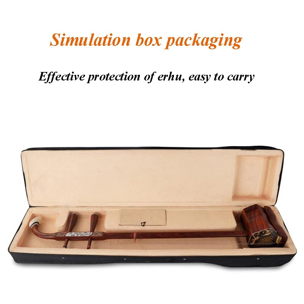 Cinese Erhu, 2 Stringhe Violino Legno Di Sandalo Nero Erhu Con Testa Di Drago Incisa Strumento Musicale Violino + Accessori Gratuiti Per Principianti Performance Professionali E Avanzate(Black-B)