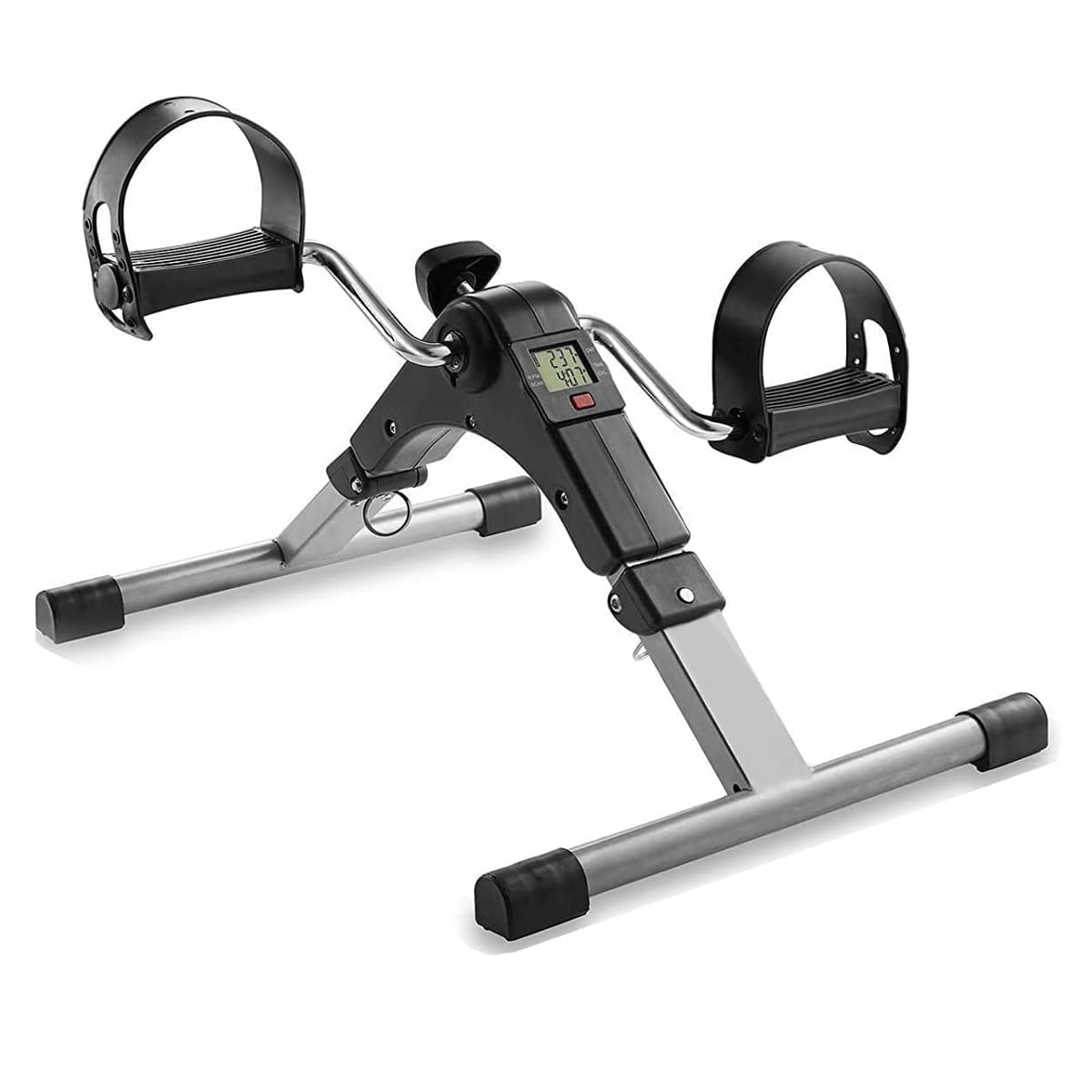 KIYO Digital Pedal Exercise Machine | Mini Fitness Cycle for Home with Fixing Strap | Adjustable Resistance Band & LCD Display | Suitable for Light Exercise of Legs, Arms, & Physiotherapy at Home