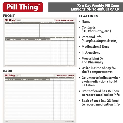 Image of 7 Times a Day Weekly Pill Box Organizer Case, Secure 7X Pillbox with Medication Schedule, Includes Premium Lifetime Subscription to Medisafe App (7 Time-a-Day)