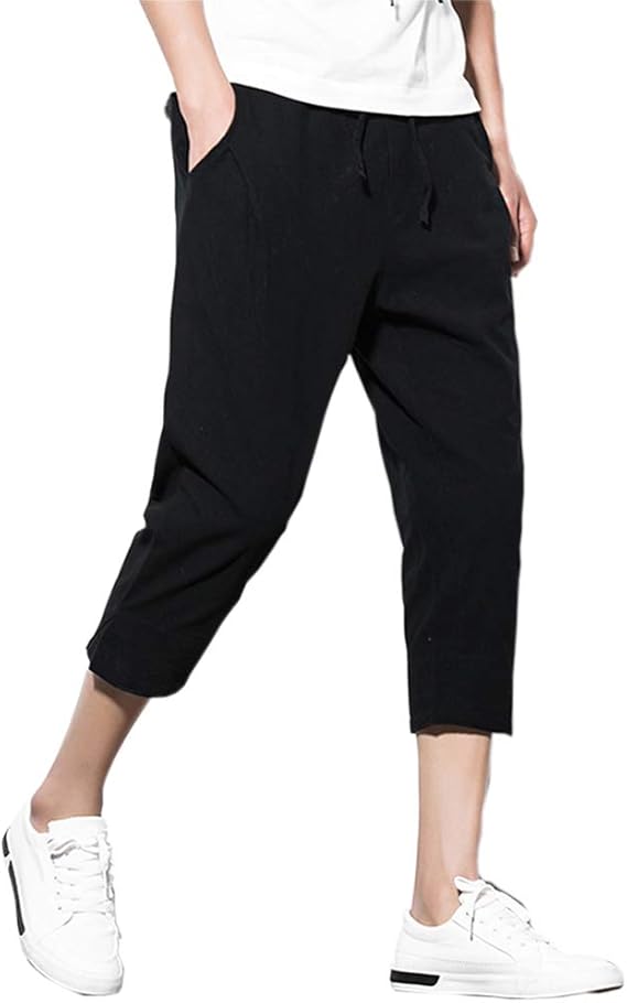 Amazon パンツ メンズ 7分丈 綿麻パンツ サルエルパンツ ワイドパンツ クロップドパンツ 無地 スリム ボトムス リネンパンツ 春 夏 秋 ロングパンツ 通販