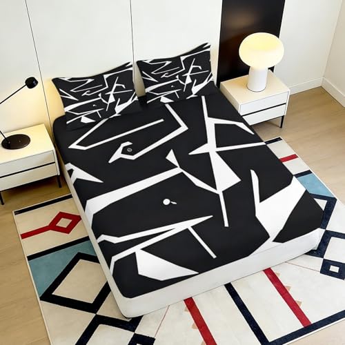 Drap housse antidérapant à poche profonde avec motifs 3D géométriques - 6