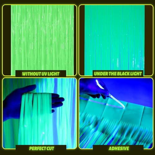Weysat Cortinas Neon para Fiesta 4 Piezas 3.3x6.6ft miniatura 3