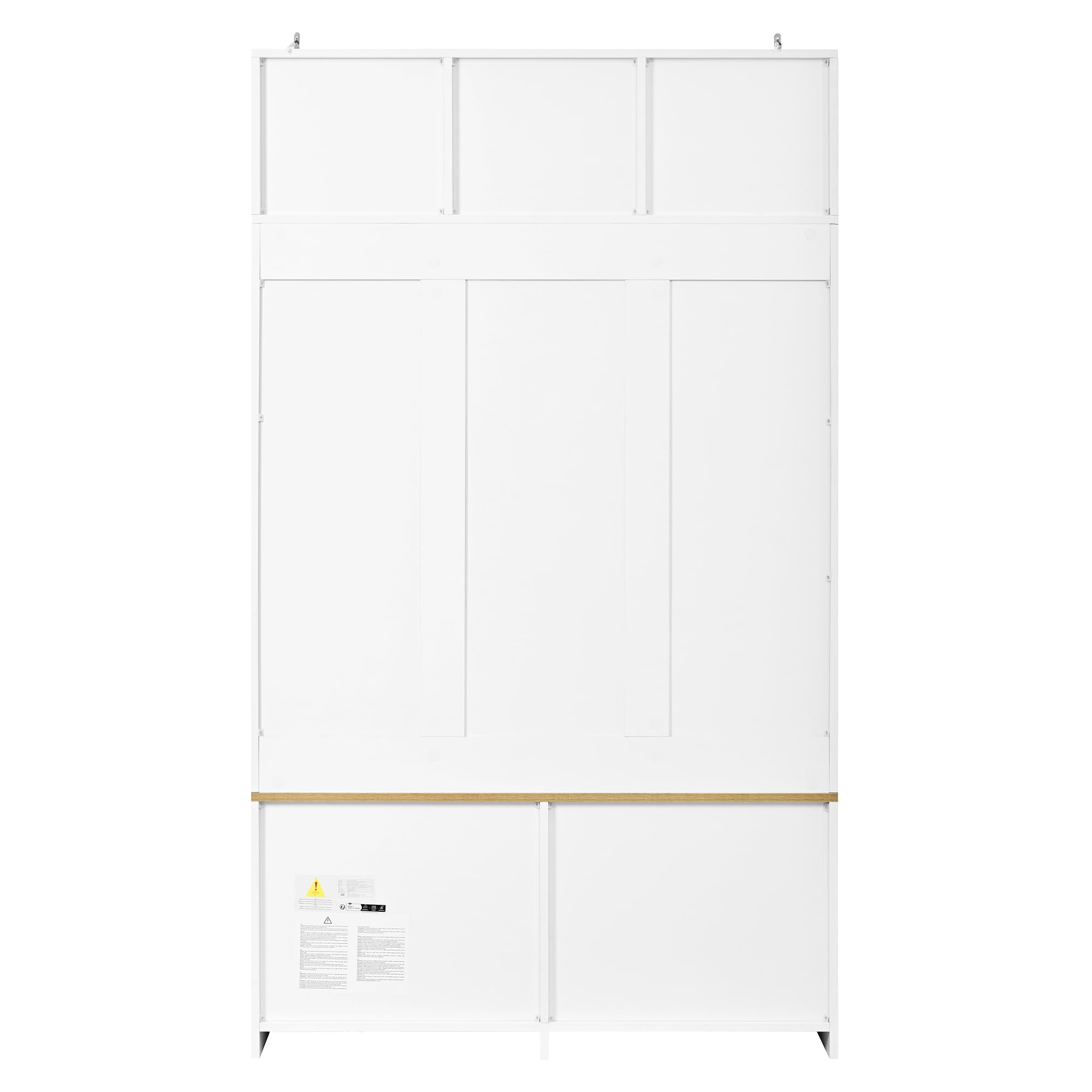 Set appendiabiti con panchina, naturale + bianco, 105 x 40 x 180 cm, spazio aperto e 2 ante – guardaroba compatto con 4 ganci