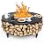 Uniflasy 48" Fire Pit Surround Tabletop for Solo Stove Yukon/Bonfire & Tiki, Powder-Coated Steel Surround Table with Firewood Storage Shelf for Safety & Extra Space, Outdoor Smokeless Fire Pit Table