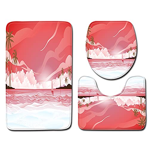 JYJFORYOU Landschaftsdruck Badematten-Set 3-teilige weiche absorbierende rutschfeste Pads Badezimmer Toilettenmatte…