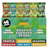 Edamame Snack by Zest Delites, 26g x 48 Packs, Healthy High Protein Snacks Bulk, Keto, Low Carb, Low Calorie, Sea Salt, Sriracha, Buffalo, Truffle, Seaweed, Wasabi