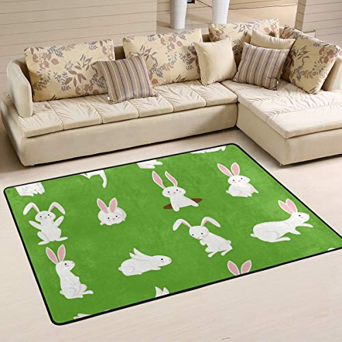 JSTEL - Alfombra de Pascua y Conejo Lavable y Suave, 90 x 60 cm, cómoda Alfombra para Sala de Estar o Dormitorio, 90 x 60 cm Cover