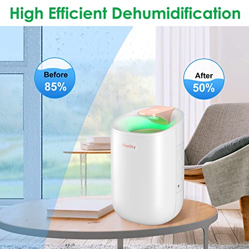 Ninesky Dehumidifier, Small Dehumidifiers For Bathroom Bedroom, 2200 Cubic Feet (215 Sq.ft), 20 Oz Compact Dehumidifier For Home, White #TOP6