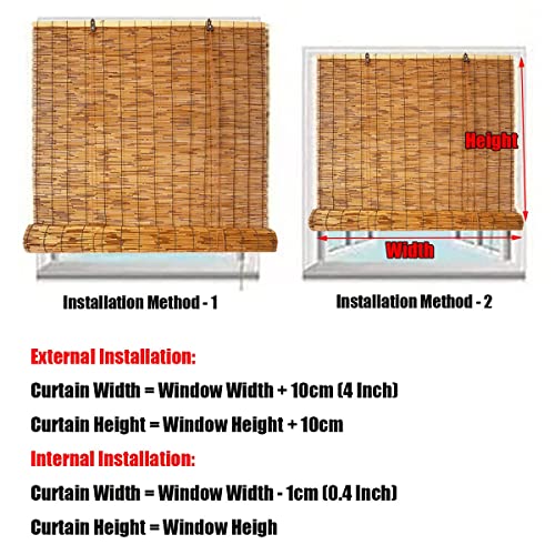 Bamboo Roller Blinds Window Privacy Roller Shade 22" 27" 30" 32" 34" 36" 46" 58" 70" 72" Wide Cordless Bamboo Roll Up Shades For Porch Patio Sunshades Custom Reed Roman Shades (Size : 36"X36"(Wxh)) #TOP6