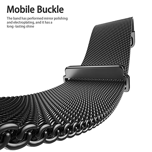 Image of Tobfit Watch Strap Compatible with Versa 2 (Watch Not Included), Stainless Steel Chain Strap with Magnetic Buckle Compatible for Men & Women (S, Black)