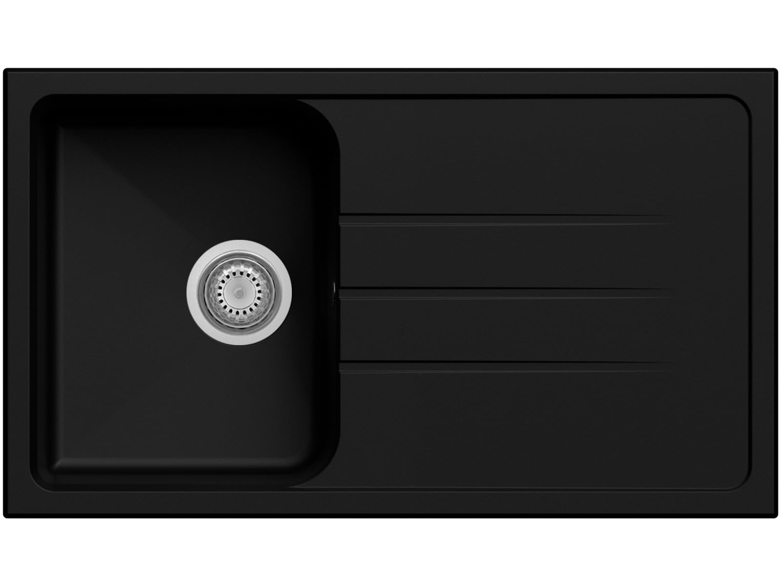 Lavello cucina Romeo nero 1 vasca con gocciolatoio cm 86 x 50 Made in Italy