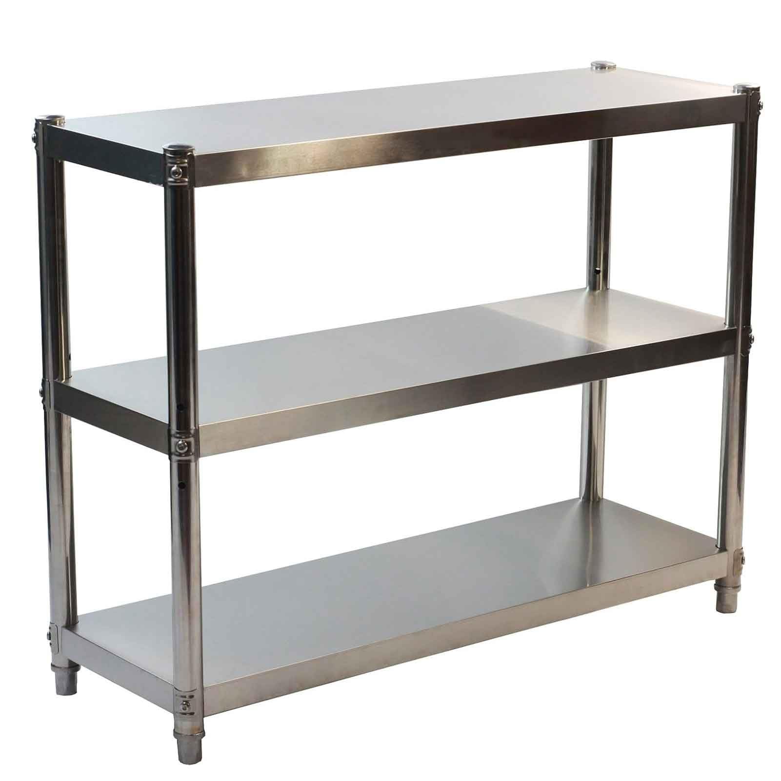 3-stöckiges 304 Edelstahl Lagerregal Metallregal für Küche Bad & Schlafzimmer Platzsparendes Design (120 x 30 x 80 cm) Langlebig