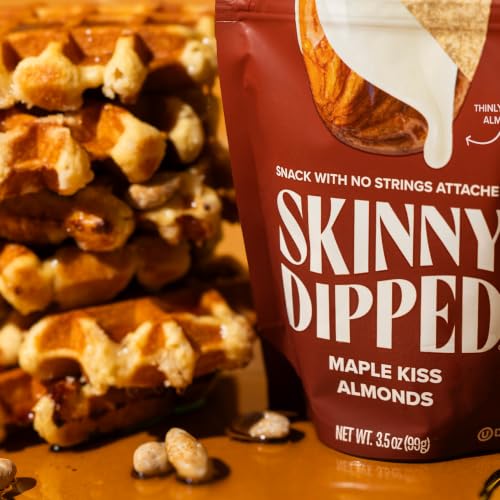 Image of SkinnyDipped Maple Kiss Almonds, 3.5oz Resealable Bags | 5 Pack | Seasonal | Crunchy Whole Almonds Thinly Dipped | Gluten Free | Plant Protein Snack