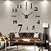 LZYMSZ DIY Wall Clock Modern 3D Wall Clock with Mirror Numbers Stickers for Home Office Decorations Gift( Black)