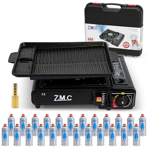 Z.M.C Gaskocher 1-flammig inkl. Adapter für LPG + Aufbewahrungskoffer...