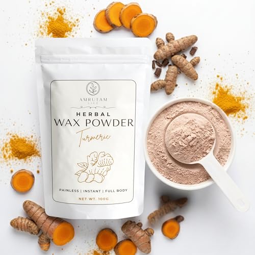 Image of Amrutam Life Natural Herbal Wax Powder For Women & Men | Full Body Hair Removal | Painless & Quick Solution For Hair Removal | Turmeric Flavour | No Irritation, No Skin Rashes & No Side effects - 100 gm