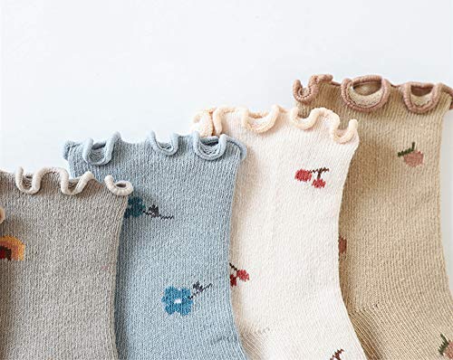 FYLuoke Baby Girls Ruffle Socks Toddler Ankle Floral Casual Socks Infant Non-Slid Dress Socks3