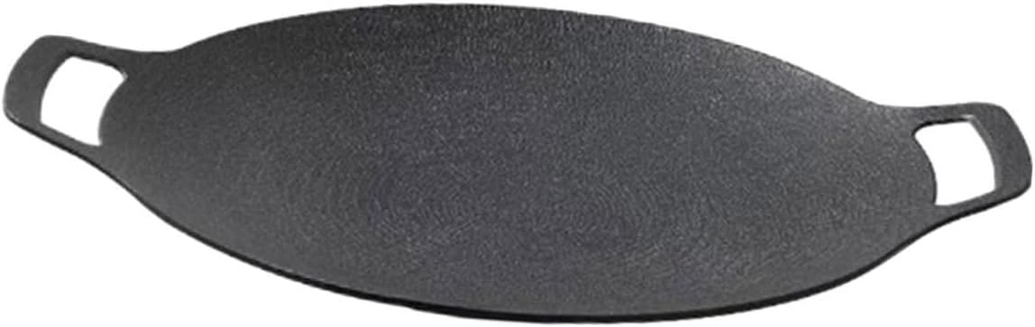 VANZACK Cast Iron Barbeque Grill Pan Nonstick Outdoor Cooking Wok for Camping Bbq and Korean Grilling Even Heat Distribution for Roasting