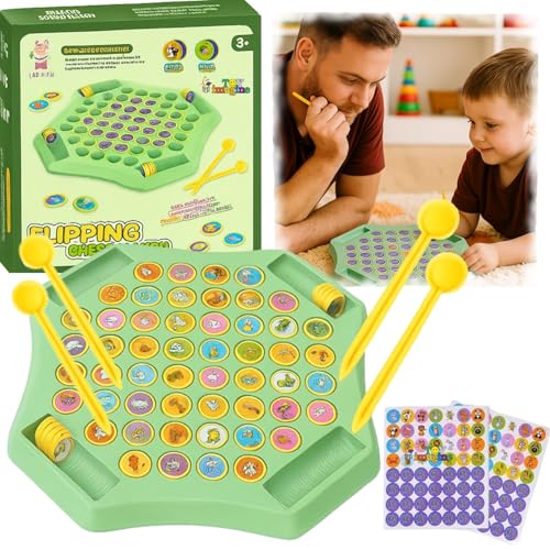 Image of Toy Imagine Animal Memory Flip Chess Game | Montessori Matching Board Games with Animal & Fruit Tokens | Educational Brain Teaser Development Activities for Kids & Families, Multicolor