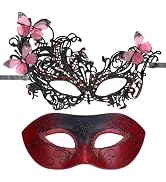Zinniday 2-Pcs Venetian Lace Masquerade Mask Set for Couple