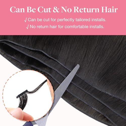 Image of GOO GOO Genius Weft Hair Extensions Human Hair, Sew In Weft Extensions, Seamless Blend & No Bulk Flat, Natural Volume for Women, 1B /6 /1B Balayage Natural Black to Chestnut Brown 14 Inch 50g