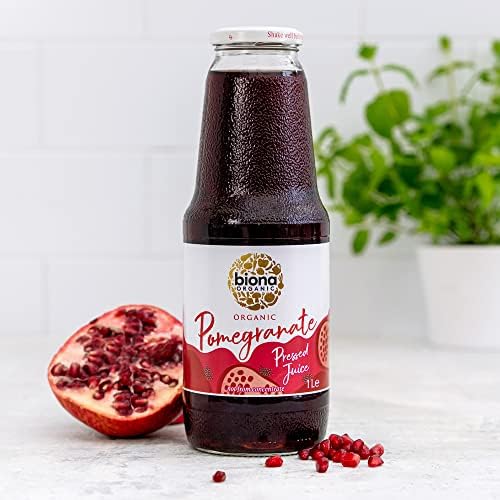 Biona Organic Pomegranate Juice 1L, Pack of 6 - Pure, Pressed Fruit Juice - Freshly Harvested by Organic Farmers - Vegan Drinks