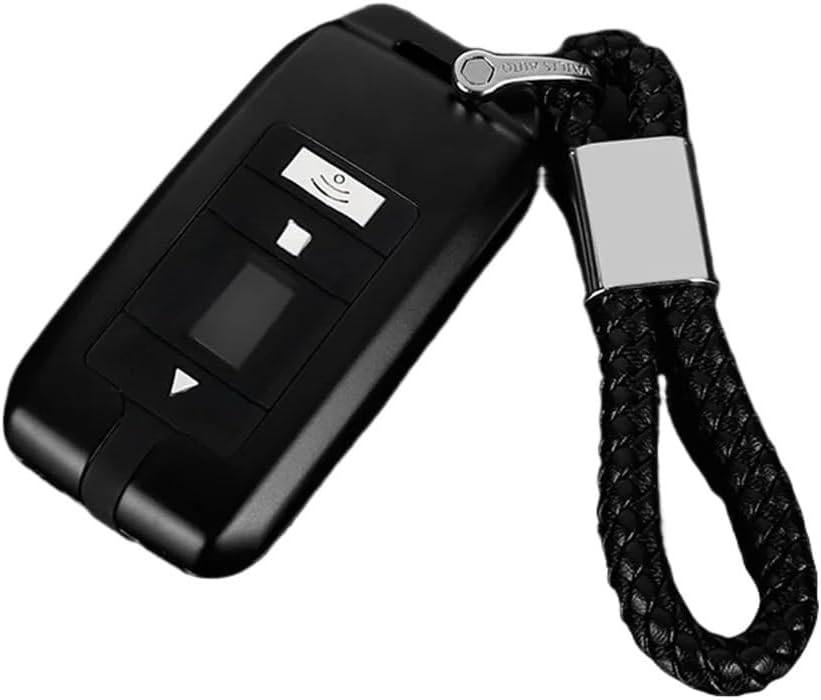 Aluminum Alloy Car Remote Smart Key Fob Cover Case Shell Holder Rope Keychain Compatible for Rolls-Royce Cullinan 2018 2019 Accessories(Black)