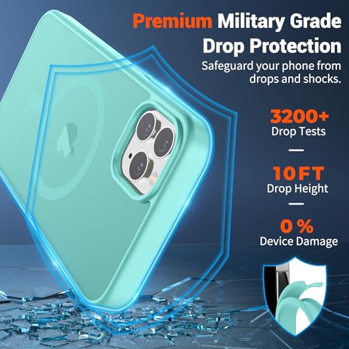 Image of SUPFINE Magnetic for iPhone 11 Pro Max Case Blue Green | (Compatible with MagSafe)(Military Grade Drop Protection)Shockproof Translucent Matte Phone Cover