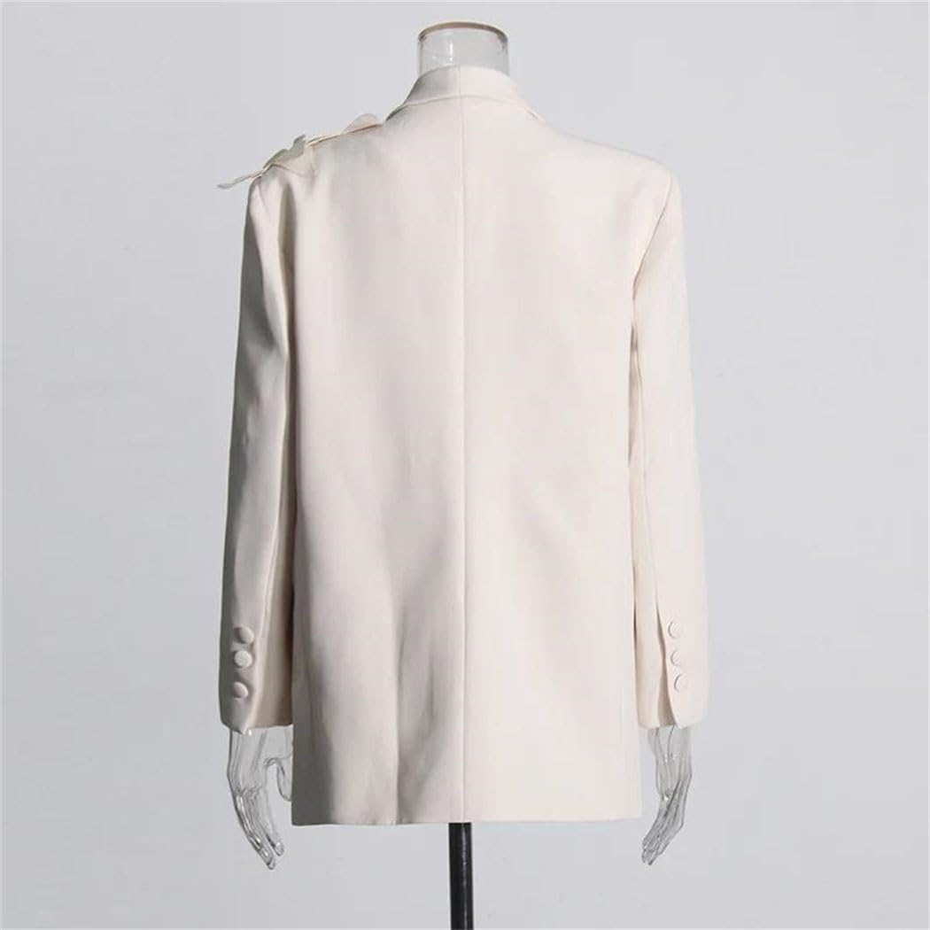 Women's Butterfly Print Blazer - Single Button Long Sleeve Loose Suit Jacket