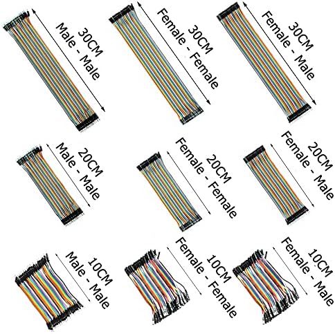 360 Pieces Multicolored Breadboard Jumper Wire Dupont Wire Ribbon Cables Kit 30CM 20CM 10CM 40 Pin Male to Female, 40 Pin Male to Male, 40 Pin Female to Female, for Arduino and Raspberry Pi