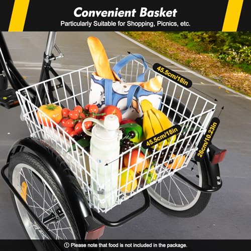Triciclo para adultos, 3 ruedas, bicicleta senior de 8 velocidades, bicicleta de 3 ruedas con cesta de compras, bicicleta de carga para adultos, ancianos y mujeres, altura ajustable