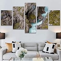 SIGNWIN 5 Panel Canvas Wall Art Between Valleys for Home Decorations Ready to Hang - 60
