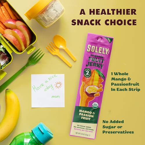 image for SOLELY - Organic Mango Passion Fruit Jerky - 12 Individually Wrapped S