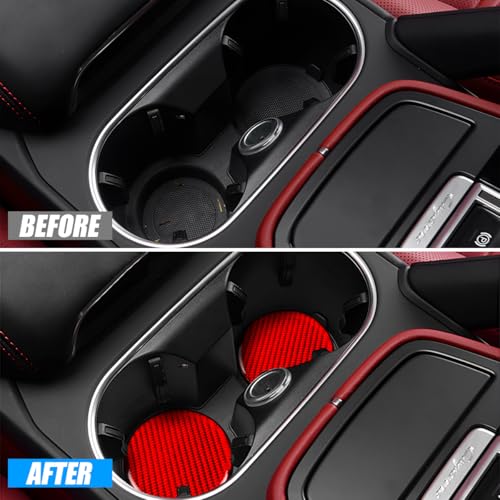 2pcs portavasos para auto fibra de carbono rojo miniatura 5