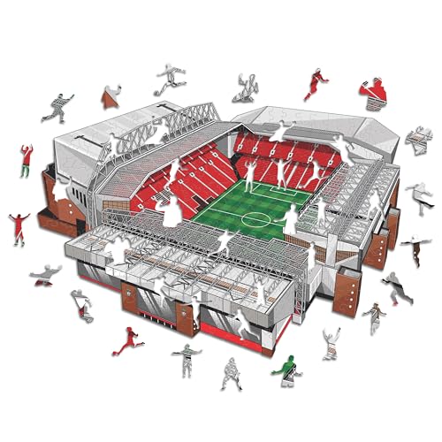 Iconic Puzzles - Liverpool FC Anfield Stadium, 100% eco-sustainable wooden puzzle with official license, size S, 150 pieces, jigsaw for children and adults