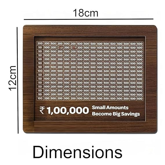 Image of PulGos Wooden Money Saving Box with Marker | 1 Lakh Challenge Piggy Bank for Kids & Adults | Reusable ₹1,00,000 Savings Tracker Gullak | Coin & Cash Deposit Wooden Money Bank | Large Milestone Box