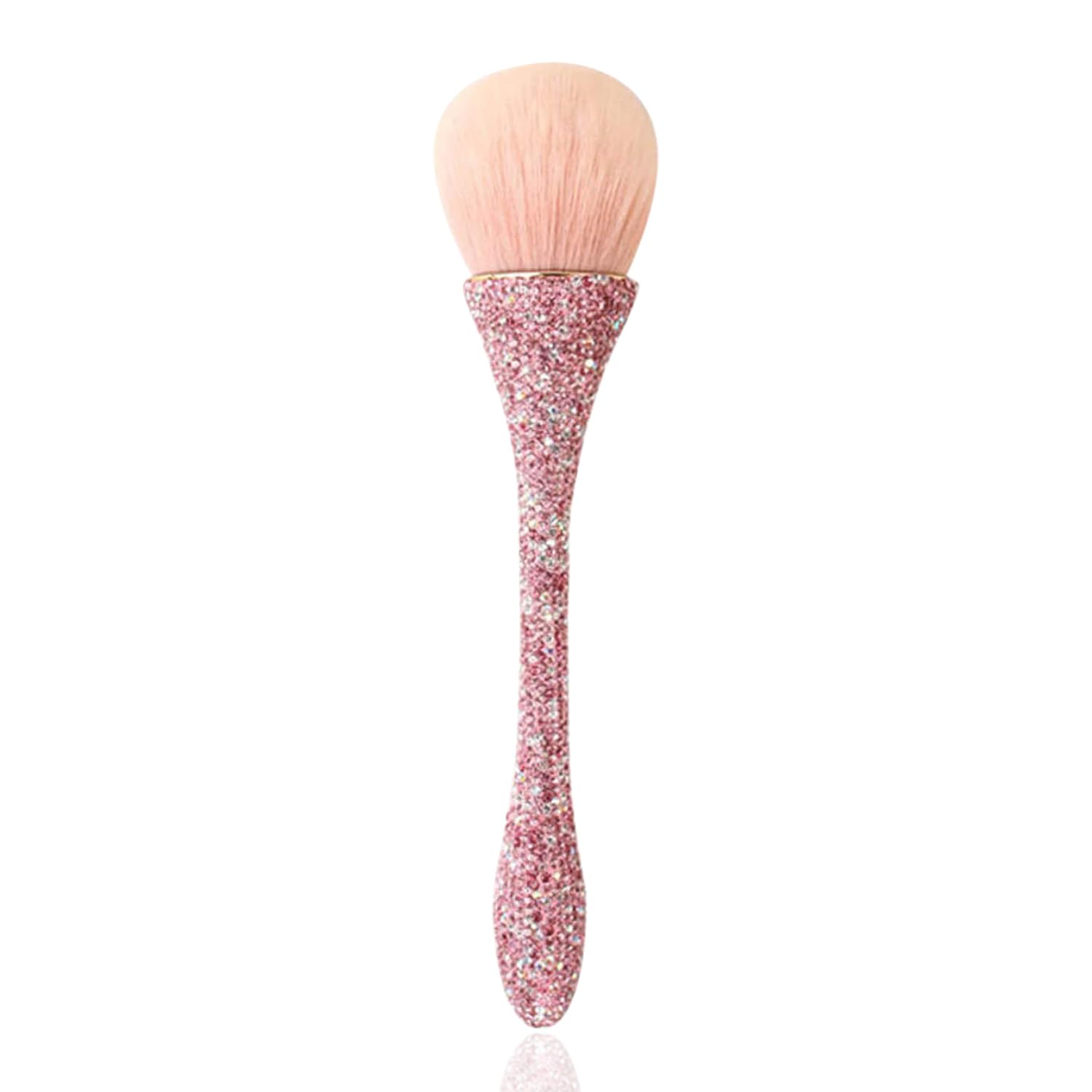 WOKOTO 1pcs Pink Shiny Rhinestone Nail Art Dust Brushes For Acrylic Nails Powder Remover Brushes Loose Face Cosmetics