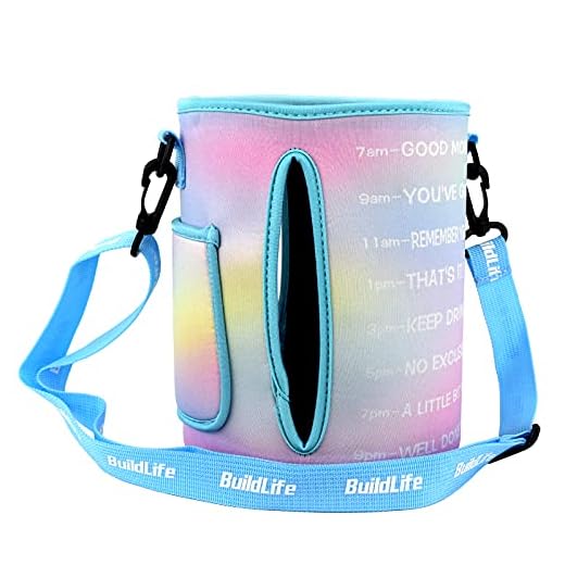 QuiFit Gallon Water Bottle Sleeve: with Shoulder Strap for 128 oz Water Bottles with Handle on the side Multiple Ways of Use (No Bottle) (Pink/Blue)