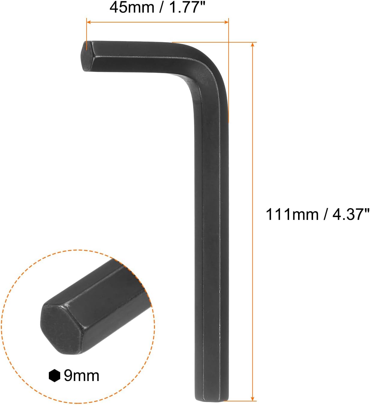 HARFINGTON 2pcs Hex Key Wrench 9mm L-Shape Hexagon Metric Wrenches Chrome Vanadium Steel Repairing Tool for Home Repair, Black