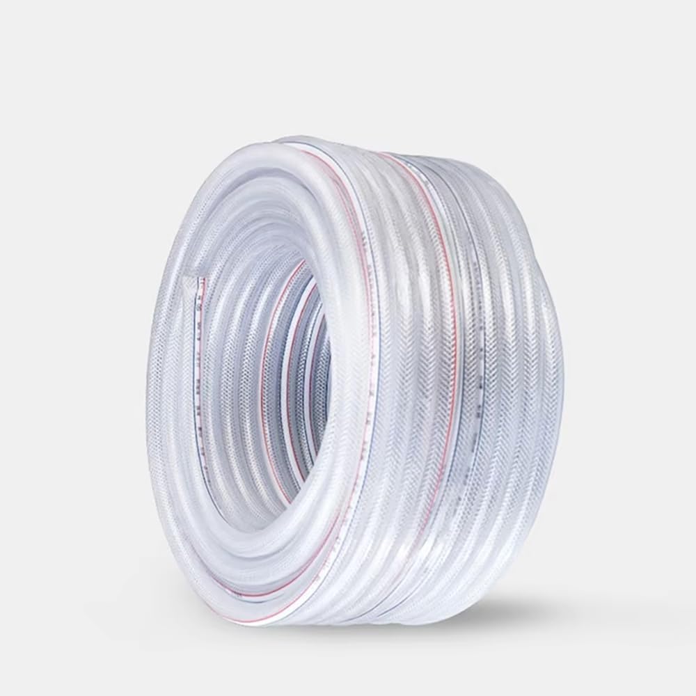 Manguera De Agua Trenzada Reforzada Con Fibra De PVC De 1m De Longitud, Tubo De Piel De Serpiente De Malla Transparente for Riego De Jardines Y Limpieza De Vehículos(32x38mm 1M)