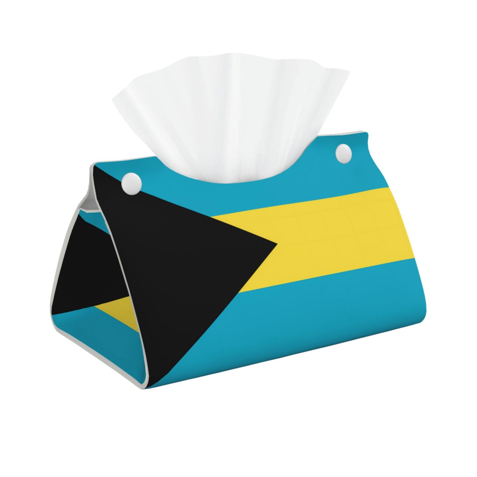 Flag of the Bahamas Long Leather Tissue Box Cover-Waterproof PU Leather Tissue Holder for Bathroom, Decorative Rectangular Tissue Case