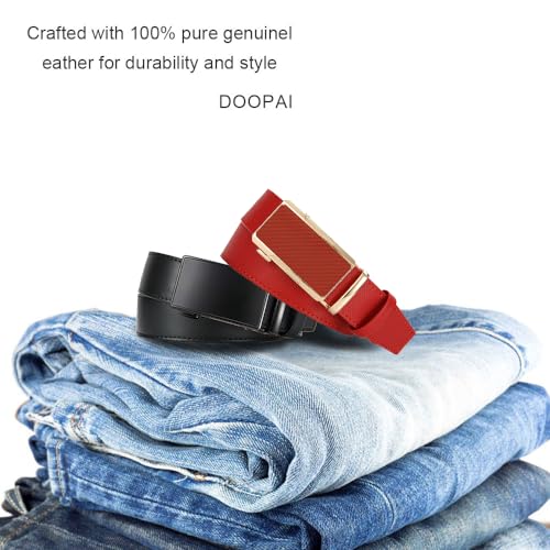 Image of DOOPAI Men's Ratchet Leather Belt Set - 2 Pack Sliding Belt Adjustable For Gift Mens Dress Casual 1 3 /8 inch,Cut for Fit